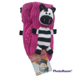 Alive Pink Knit Home socks with 3D motifs Cow Size 31-34